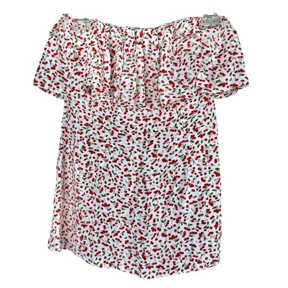 Flynn Skye Cherry Print Ruffle Strapless Top Medium NWOT - Picture 1 of 9